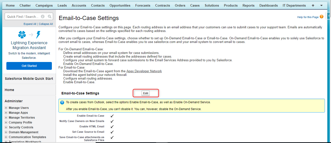 salesforce case through Email