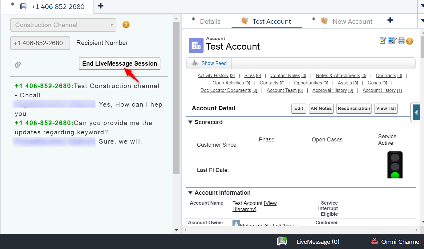 Salesforce Live Message