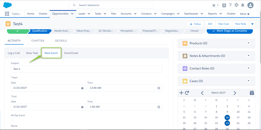 salesforce calendar view