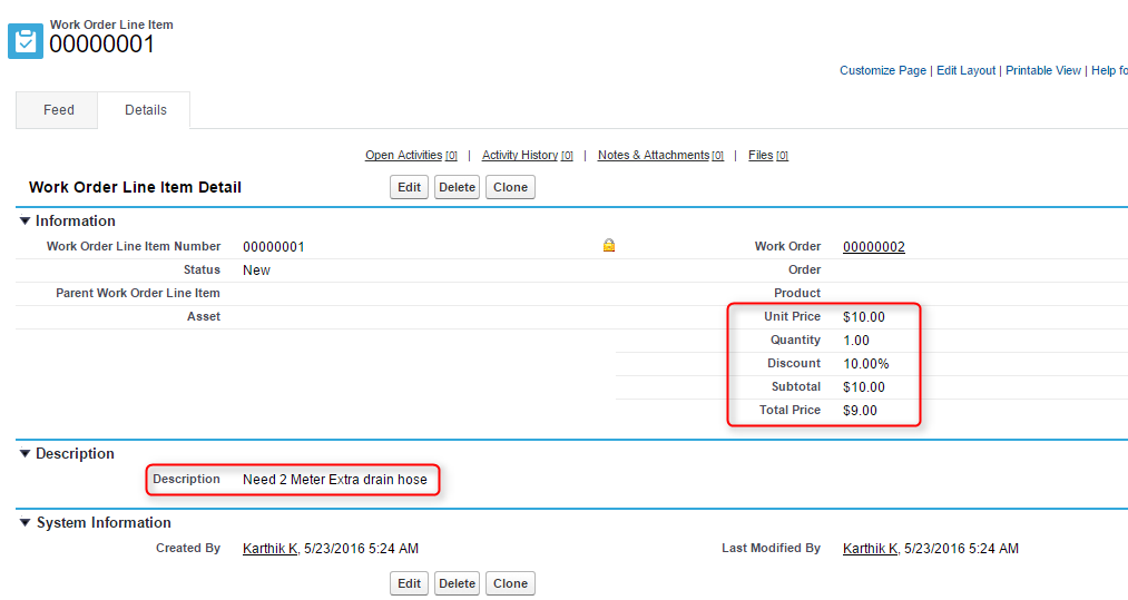 Salesforce work order