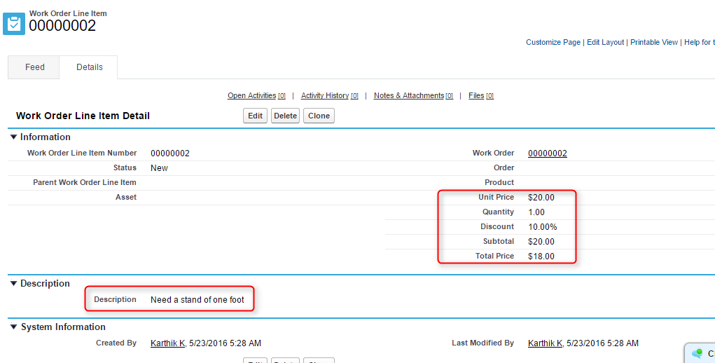 Salesforce work order