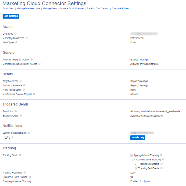 Marketing Cloud Connector Settings