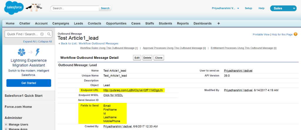 outbound messages salesforce