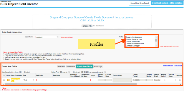 bulk object field creator